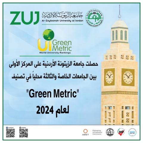 الزيتونة الأولى بين الجامعات الخاصة والثالثة محلياً في تصنيف Green Metric